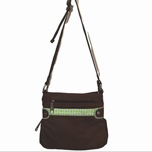 Thirty-one Brown Lime and Turquoise Shoulder Bag with Pockets NWOT